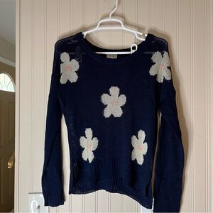 Fifty Street Blue With Flowers Sweater Women’s Size Medium